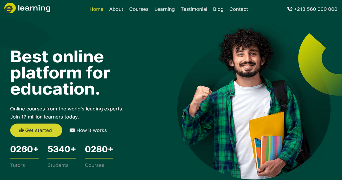 e-learning website screenshot